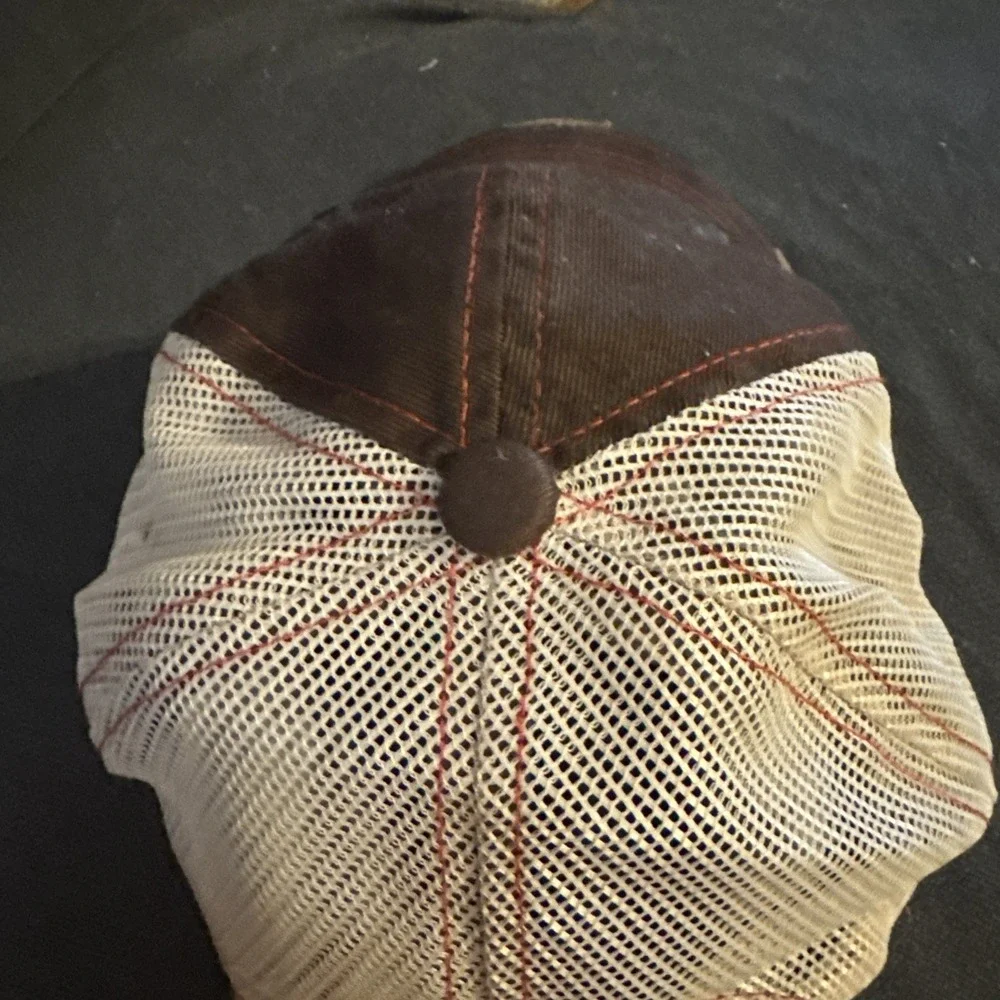 Outdoor Cap Brand Trucker Hat Buck w/ Tribal Background Brown,Cream Color Deer